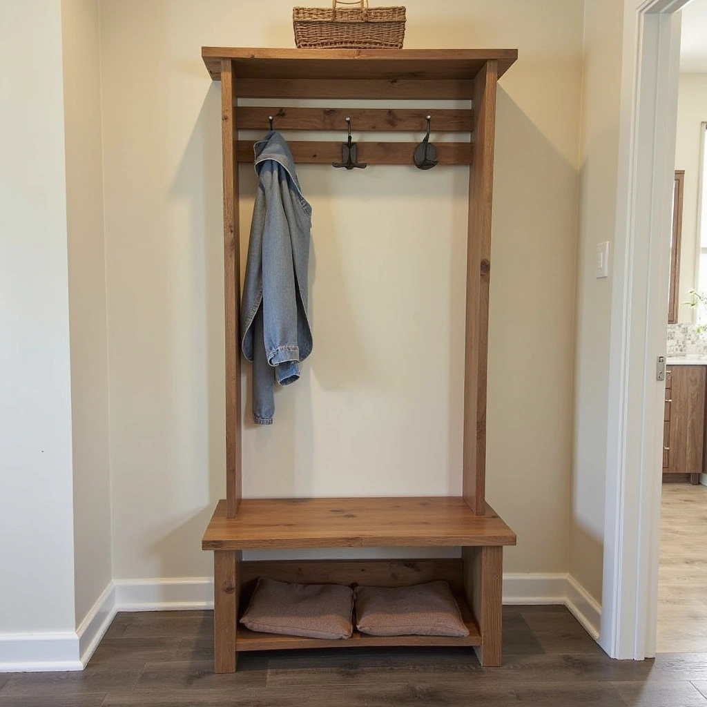 32. DIY Pallet Wood Hall Tree for Budget-Friendly Charm