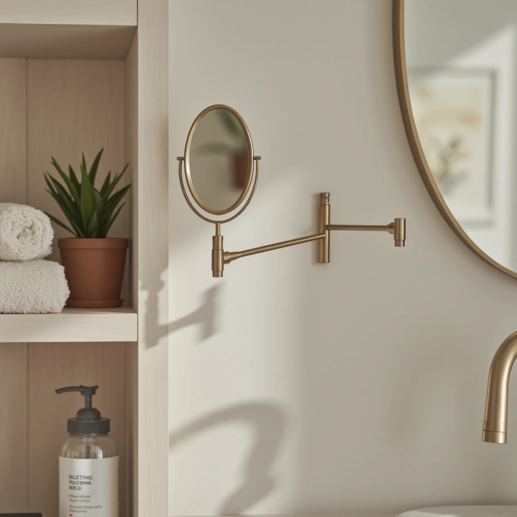 9. Magnifying Mirror Mounted on Wall for Detail Work